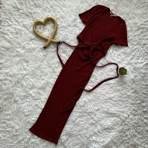 Elegant Burgundy Knit Dress